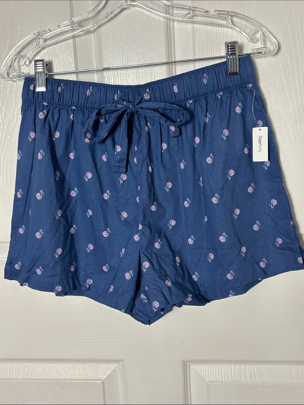 New Gap Body Lightweight Navy Blue Floral Sleep Shorts Size Small Cotton elastic